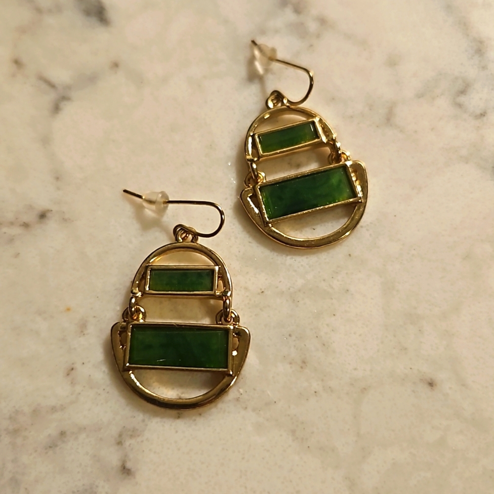 Green & Gold Earrings